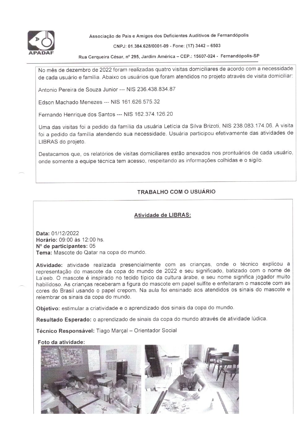 Página 13 de Prestação de Contas Mensal — Habilitação e Reabilitação — 12ª Parcela — Janeiro/2023