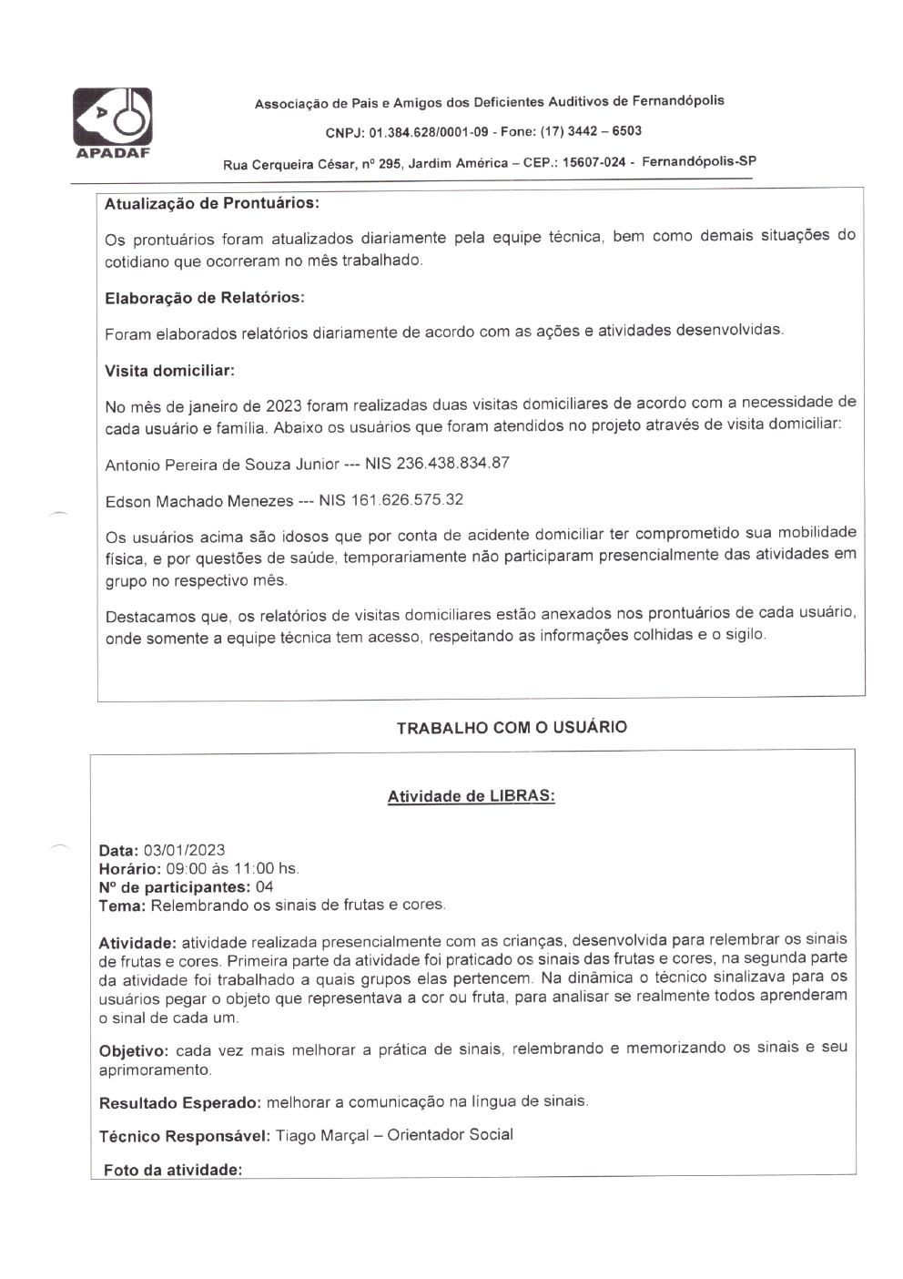 Página 13 de Prestação de Contas Mensal — Habilitação e Reabilitação — 1ª Parcela — Fevereiro/2023