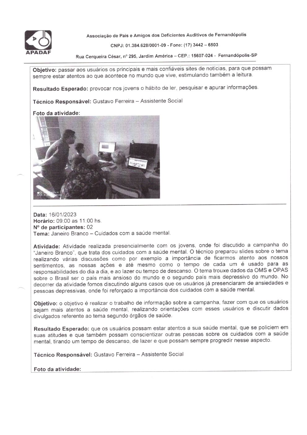 Página 20 de Prestação de Contas Mensal — Habilitação e Reabilitação — 1ª Parcela — Fevereiro/2023