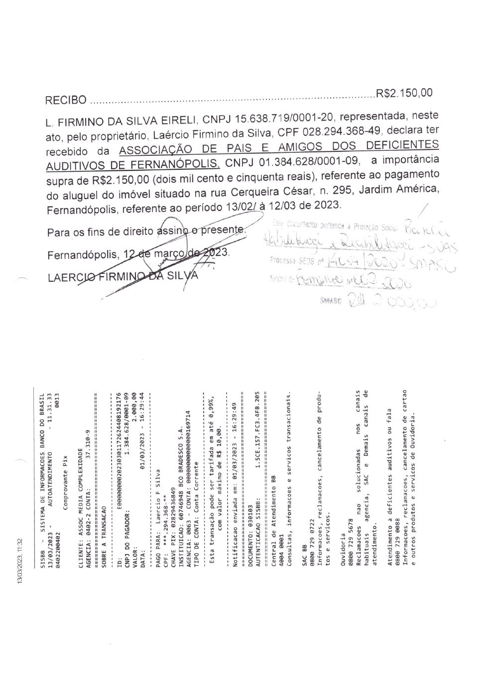 Página 9 de Prestação de Contas Mensal — Habilitação e Reabilitação — 2ª Parcela — Março/2023