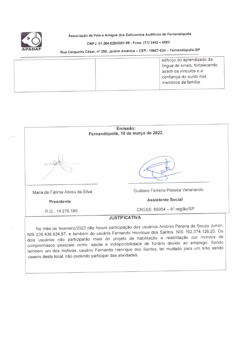 Página 30 de Prestação de Contas Mensal — Habilitação e Reabilitação — 2ª Parcela — Março/2023