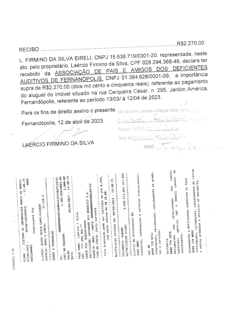 Página 11 de Prestação de Contas Mensal — Habilitação e Reabilitação — 3ª Parcela — Abril/2023