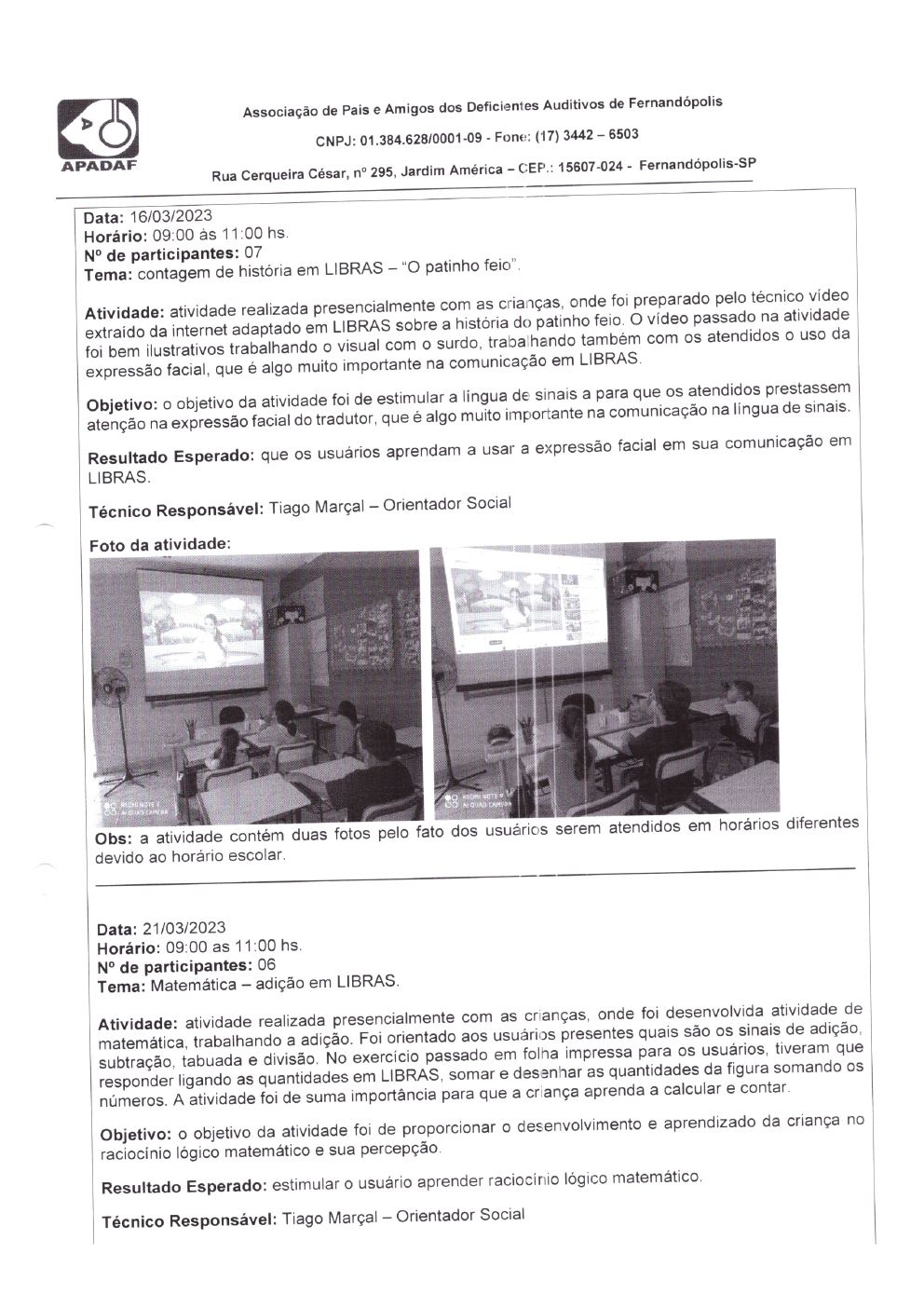 Página 16 de Prestação de Contas Mensal — Habilitação e Reabilitação — 3ª Parcela — Abril/2023