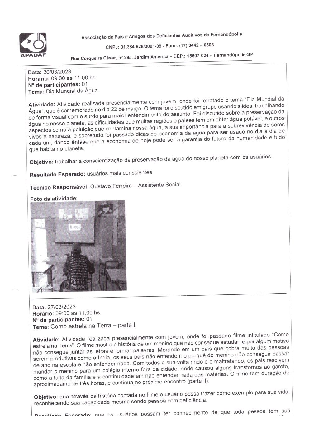 Página 20 de Prestação de Contas Mensal — Habilitação e Reabilitação — 3ª Parcela — Abril/2023