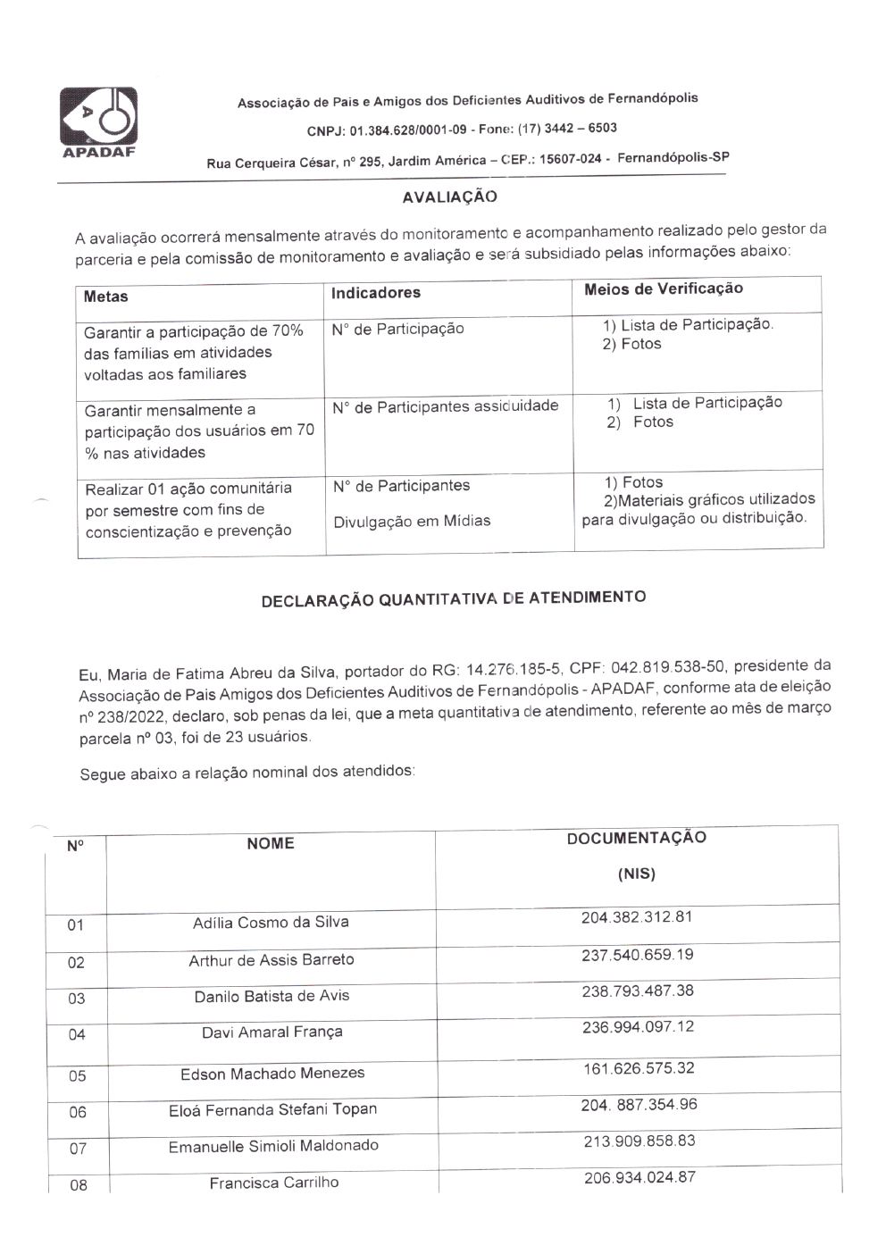 Página 29 de Prestação de Contas Mensal — Habilitação e Reabilitação — 3ª Parcela — Abril/2023