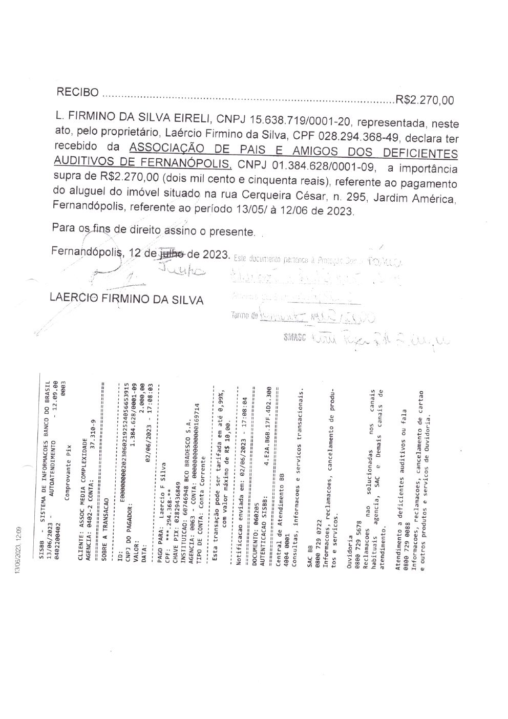 Página 11 de Prestação de Contas Mensal — Habilitação e Reabilitação — 5ª Parcela — Junho/2023