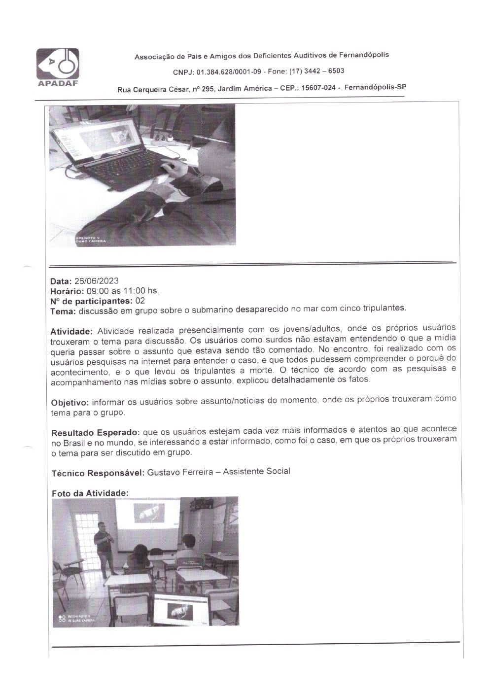 Página 20 de Prestação de Contas Mensal — Habilitação e Reabilitação — 6ª Parcela — Julho/2023