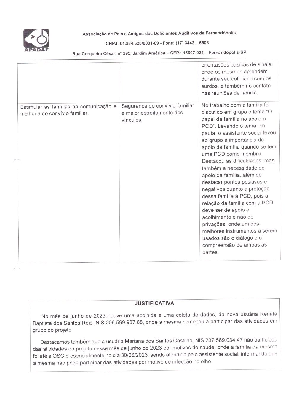 Página 33 de Prestação de Contas Mensal — Habilitação e Reabilitação — 6ª Parcela — Julho/2023