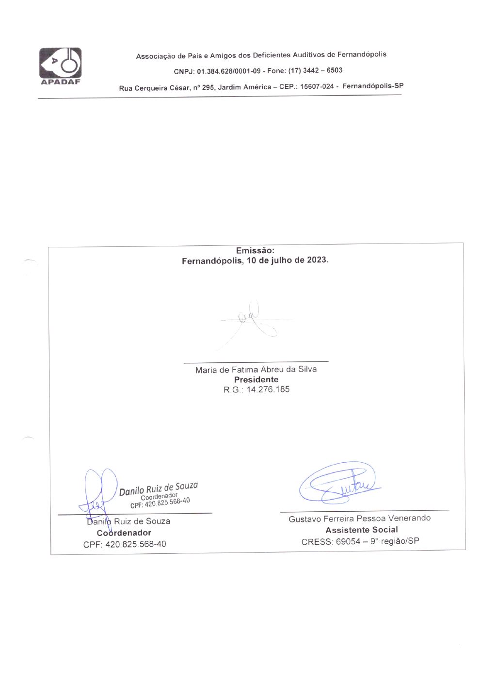 Página 34 de Prestação de Contas Mensal — Habilitação e Reabilitação — 6ª Parcela — Julho/2023