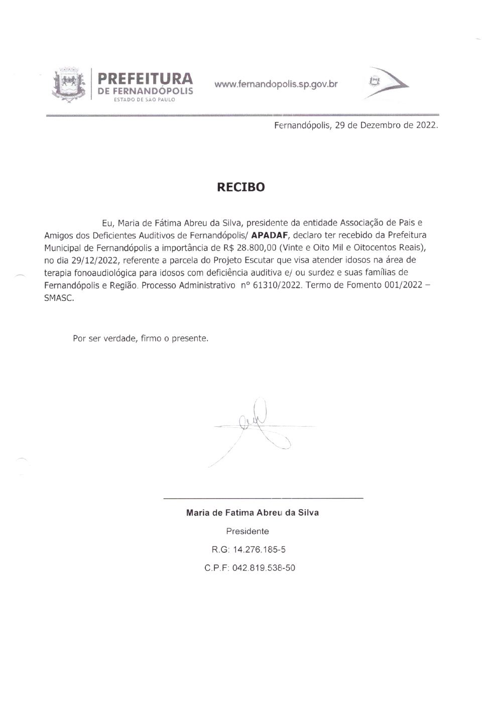 Página 4 de Prestação de Contas Mensal — Projeto Escutar — 1ª Parcela — Março/2023