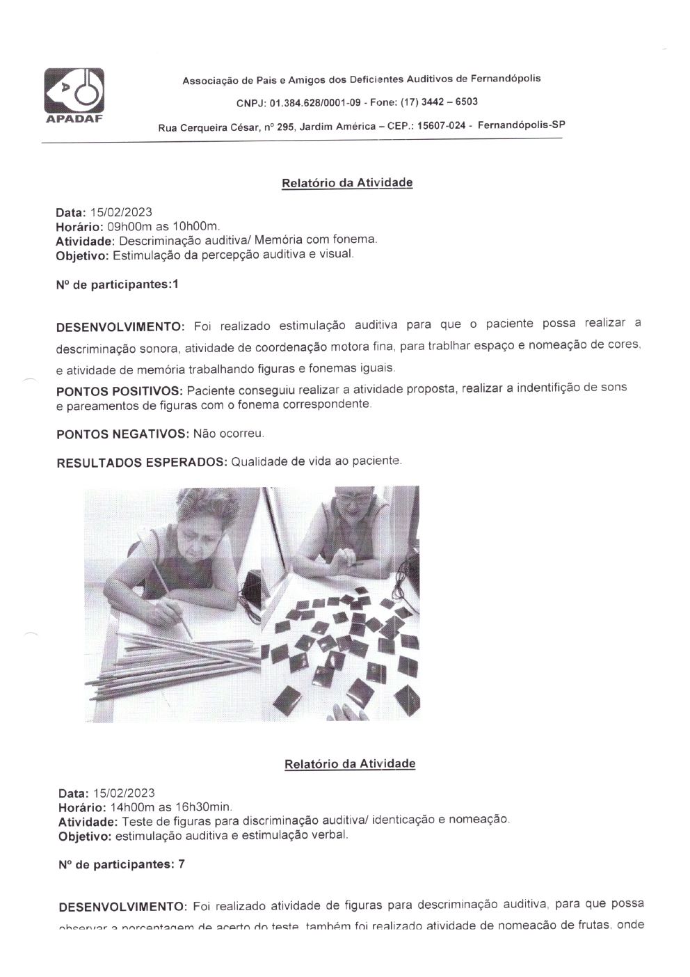 Página 8 de Prestação de Contas Mensal — Projeto Escutar — 1ª Parcela — Março/2023