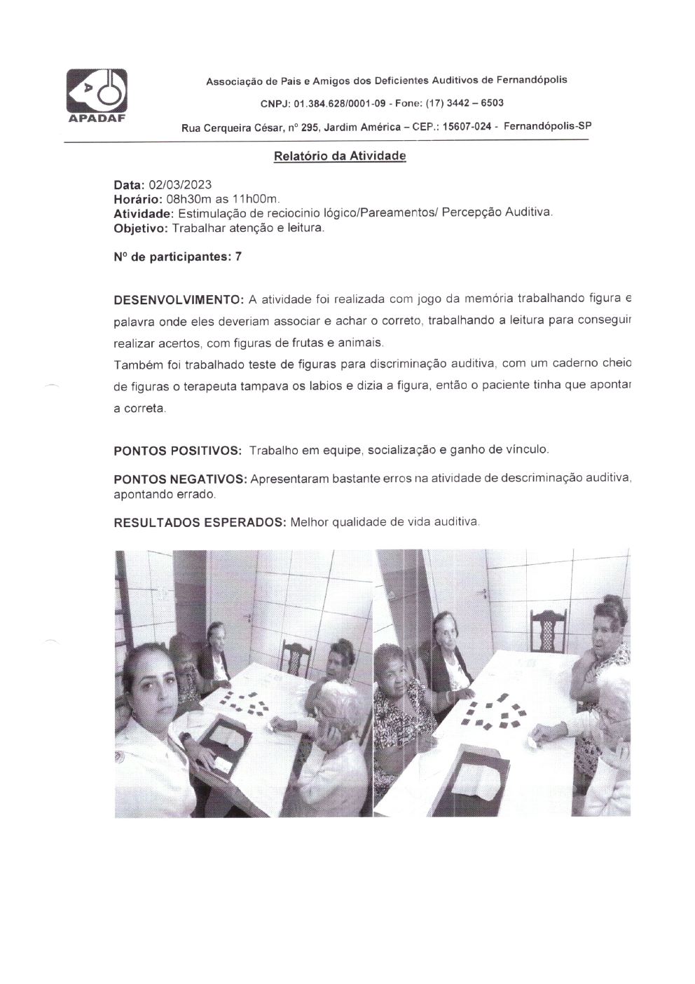 Página 6 de Prestação de Contas Mensal — Projeto Escutar — 2ª Parcela — Abril/2023