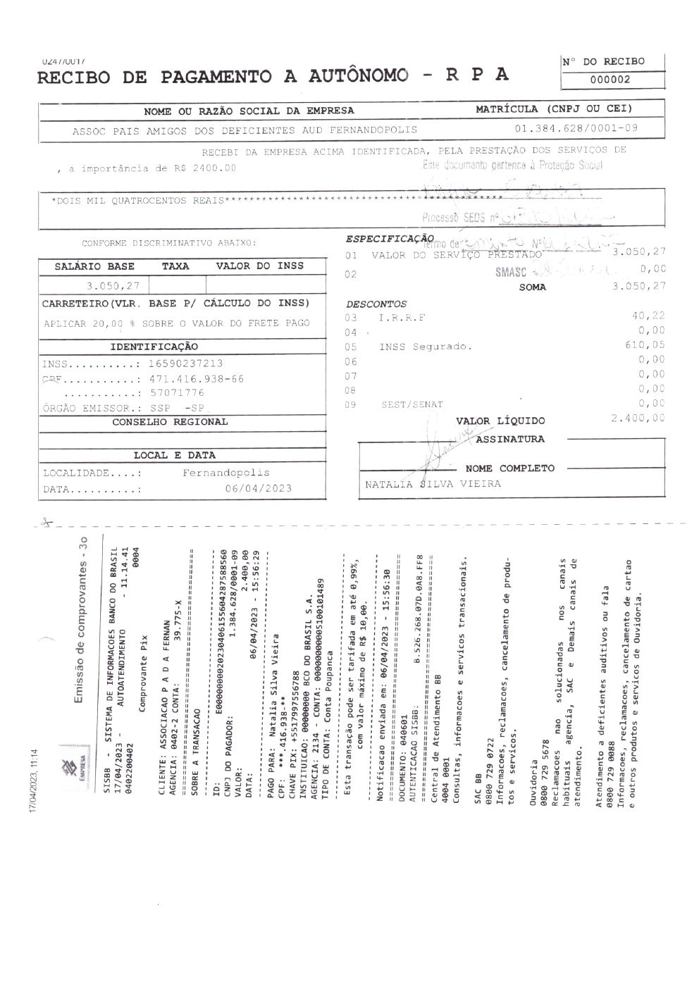 Página 16 de Prestação de Contas Mensal — Projeto Escutar — 2ª Parcela — Abril/2023