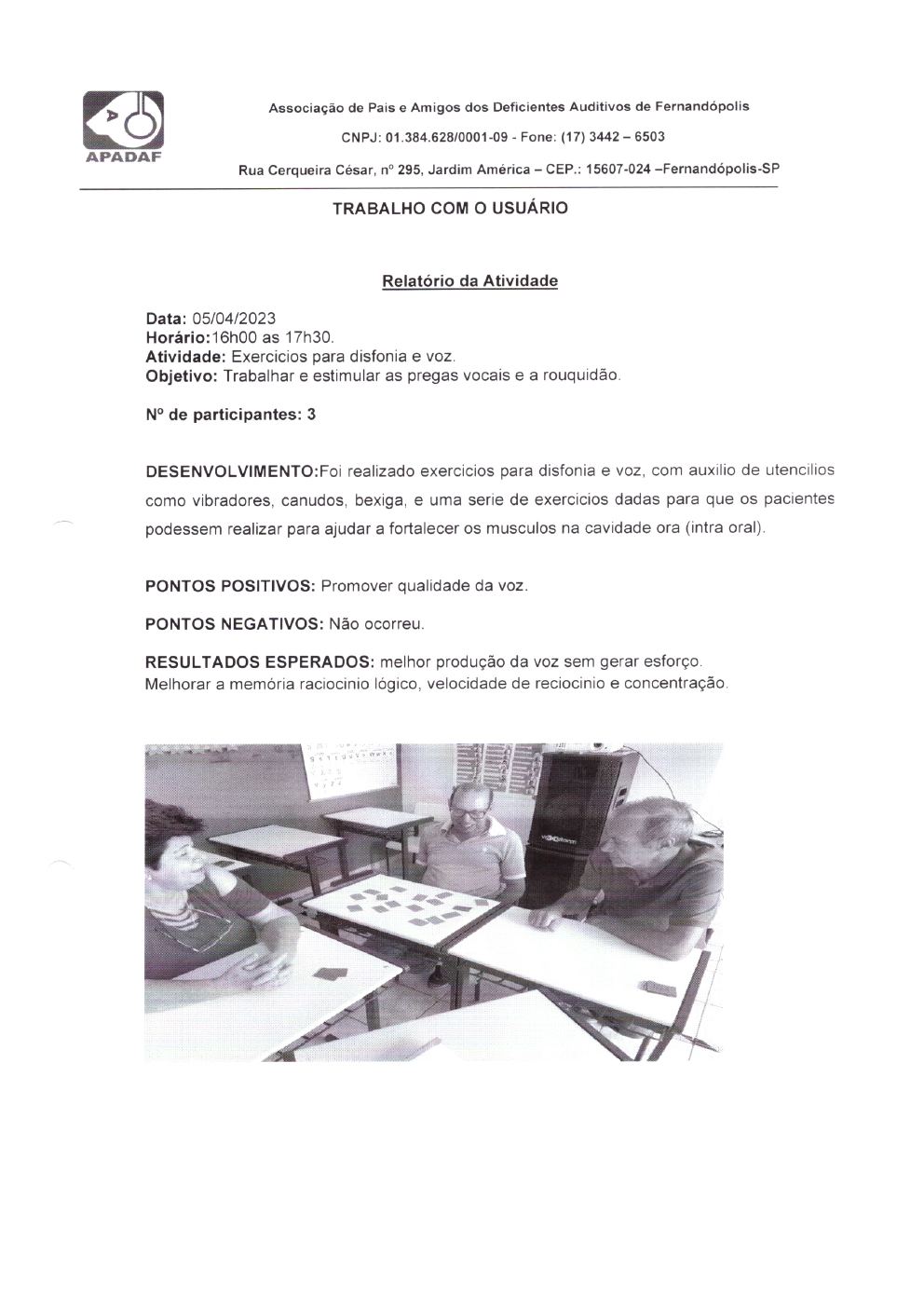 Página 7 de Prestação de Contas Mensal — Projeto Escutar — 3ª Parcela — Maio/2023