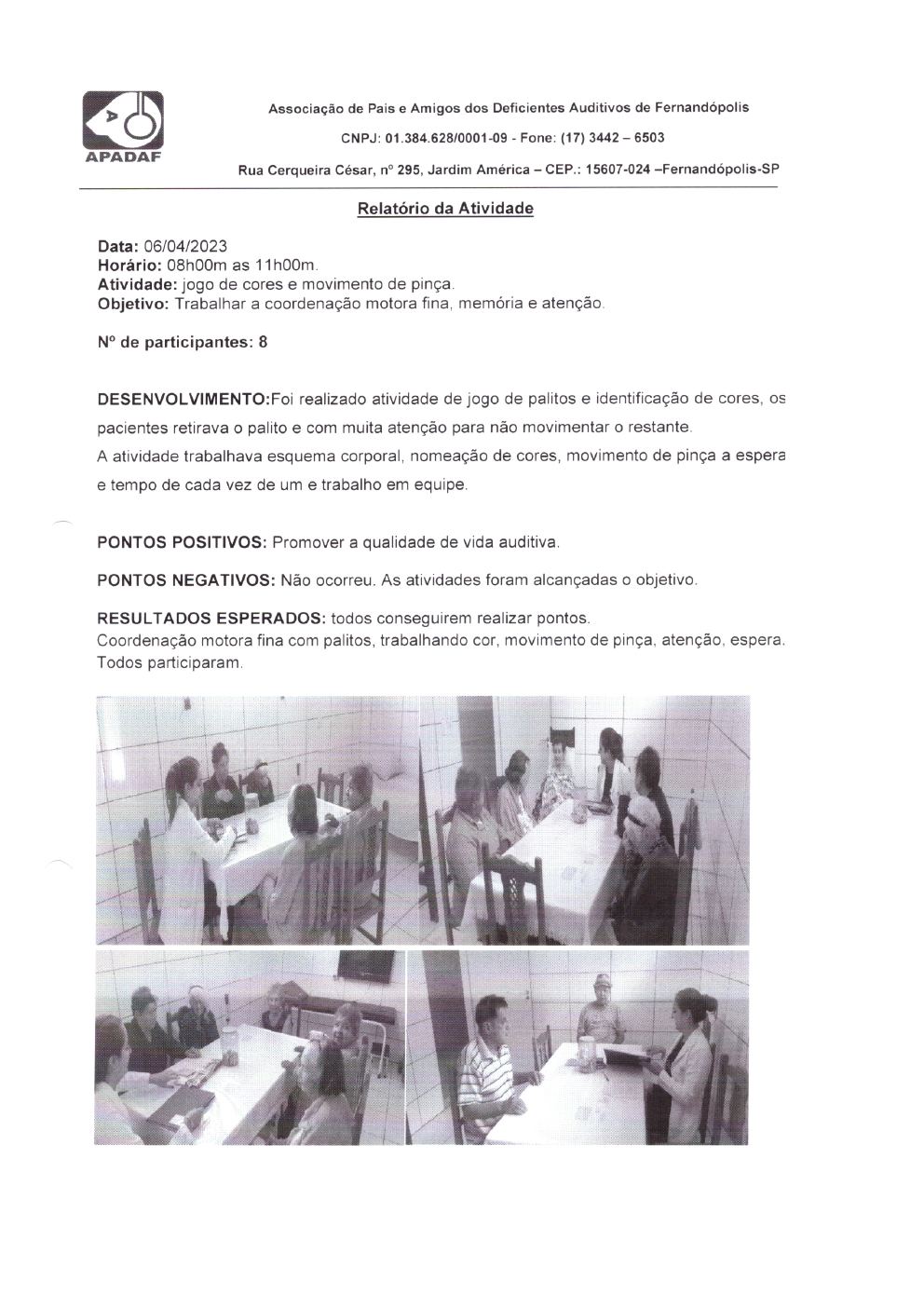 Página 8 de Prestação de Contas Mensal — Projeto Escutar — 3ª Parcela — Maio/2023
