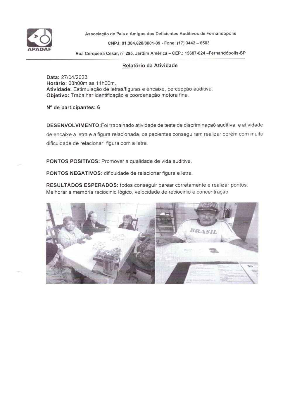 Página 12 de Prestação de Contas Mensal — Projeto Escutar — 3ª Parcela — Maio/2023
