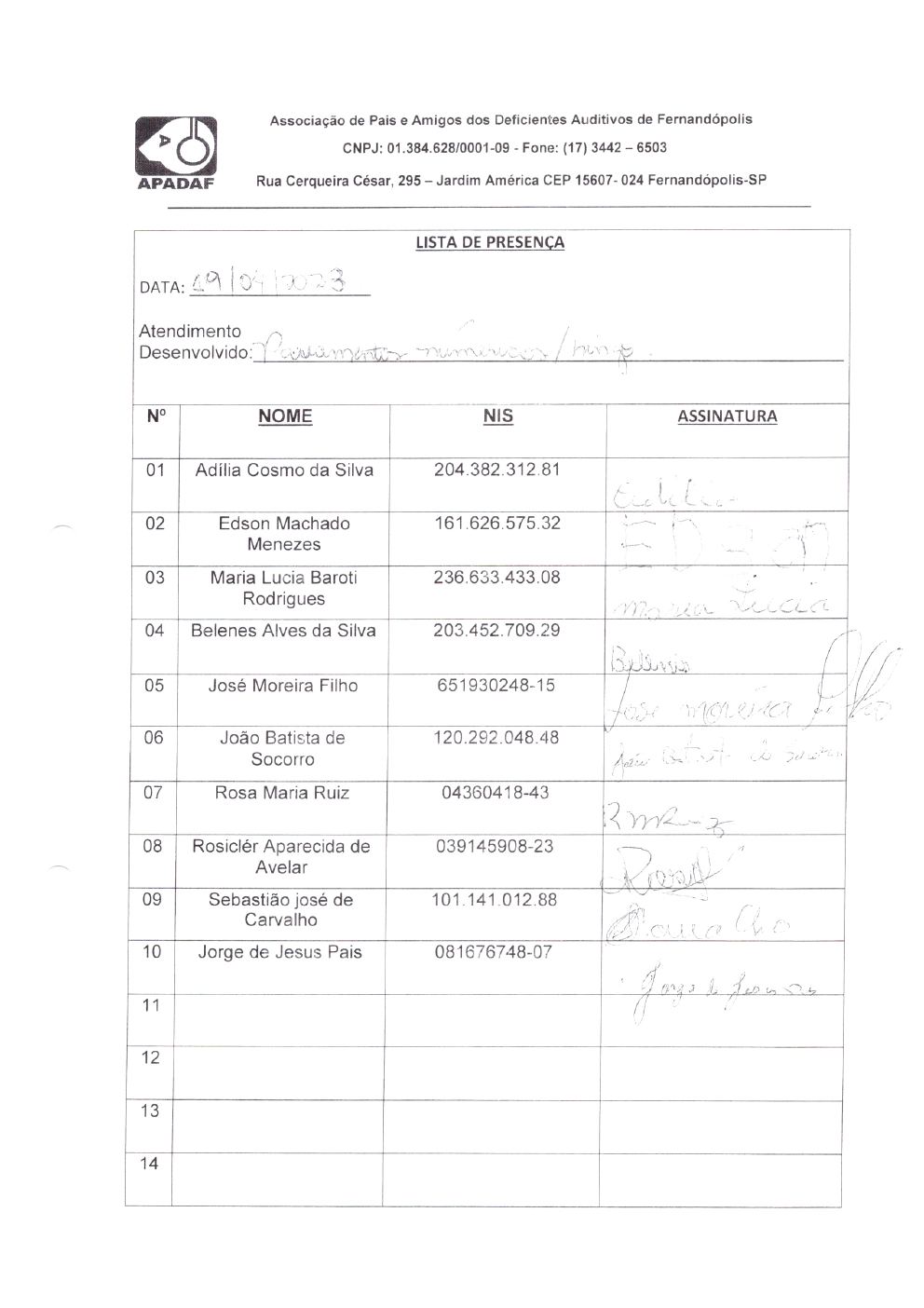 Página 20 de Prestação de Contas Mensal — Projeto Escutar — 3ª Parcela — Maio/2023