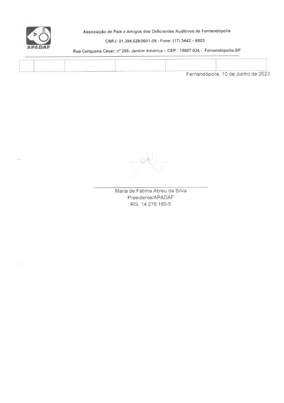 Página 20 de Prestação de Contas Mensal — Projeto Escutar — 4ª Parcela — Junho/2023