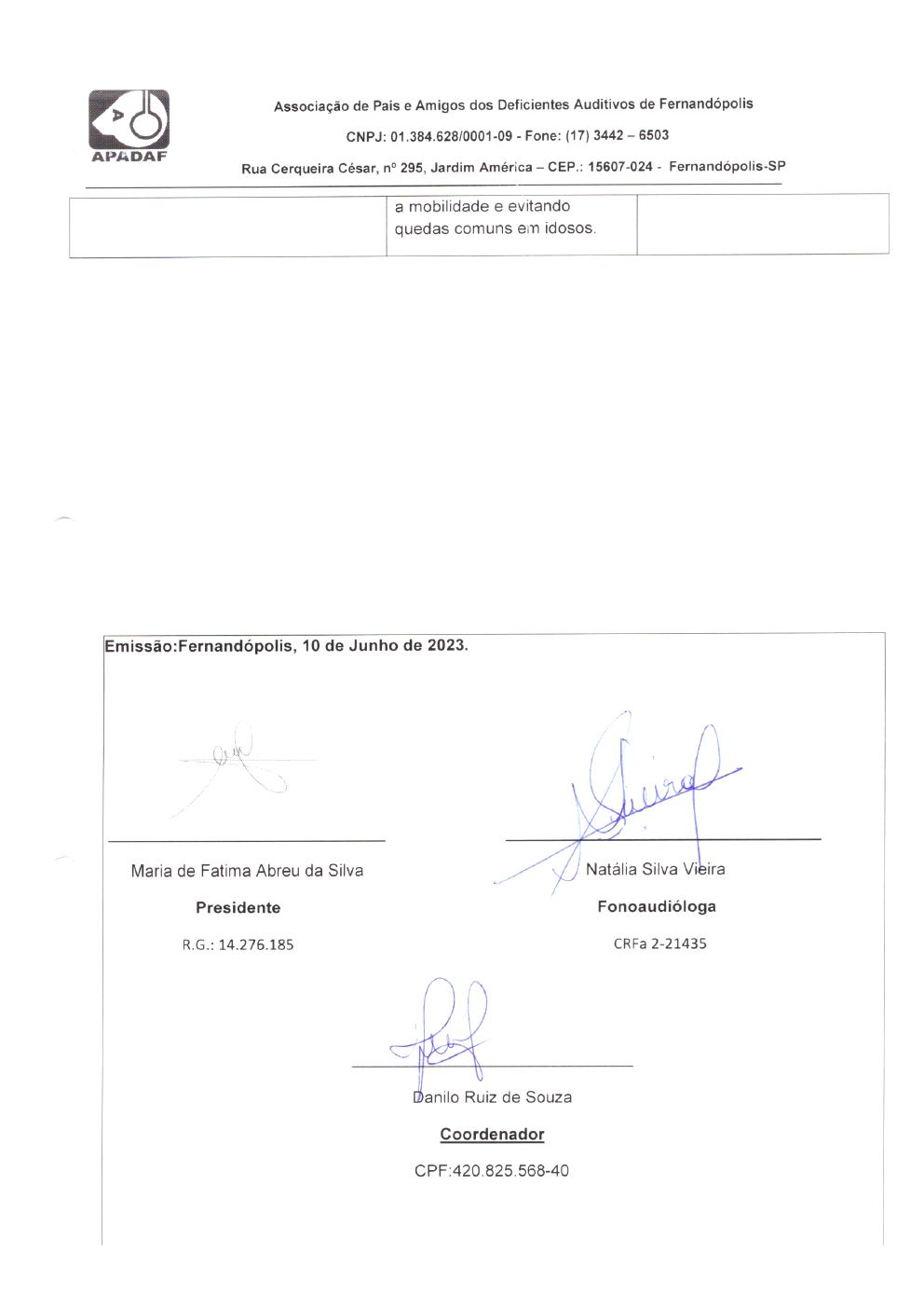 Página 22 de Prestação de Contas Mensal — Projeto Escutar — 4ª Parcela — Junho/2023