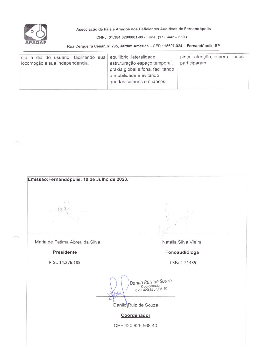 Página 22 de Prestação de Contas Mensal — Projeto Escutar — 5ª Parcela — Julho/2023