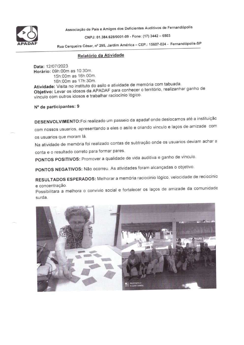Página 10 de Prestação de Contas Mensal — Projeto Escutar — 6ª Parcela — Agosto/2023