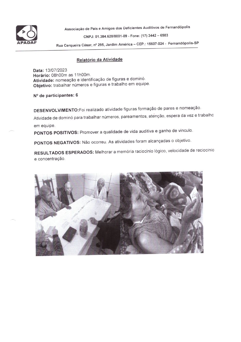 Página 12 de Prestação de Contas Mensal — Projeto Escutar — 6ª Parcela — Agosto/2023