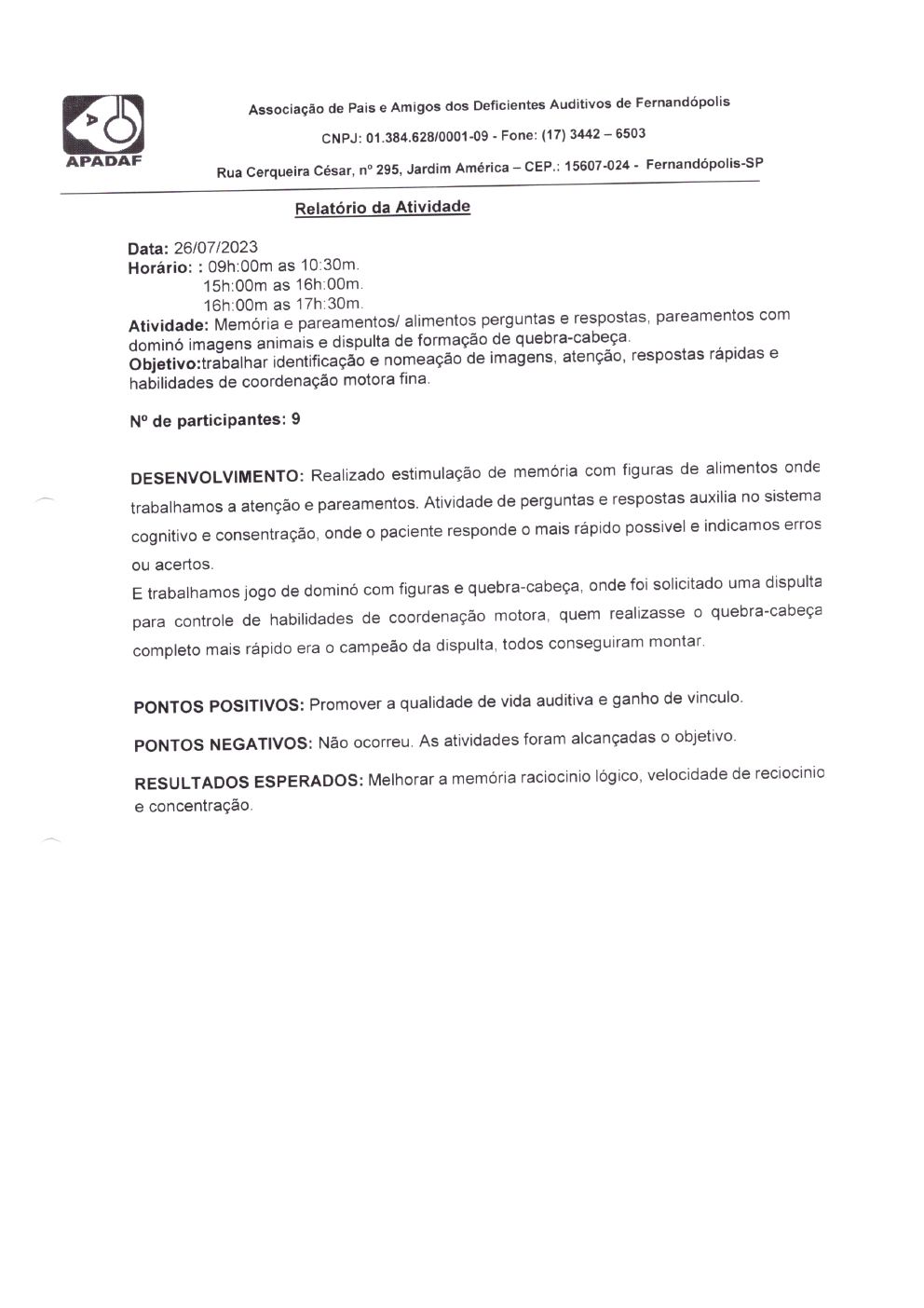 Página 17 de Prestação de Contas Mensal — Projeto Escutar — 6ª Parcela — Agosto/2023