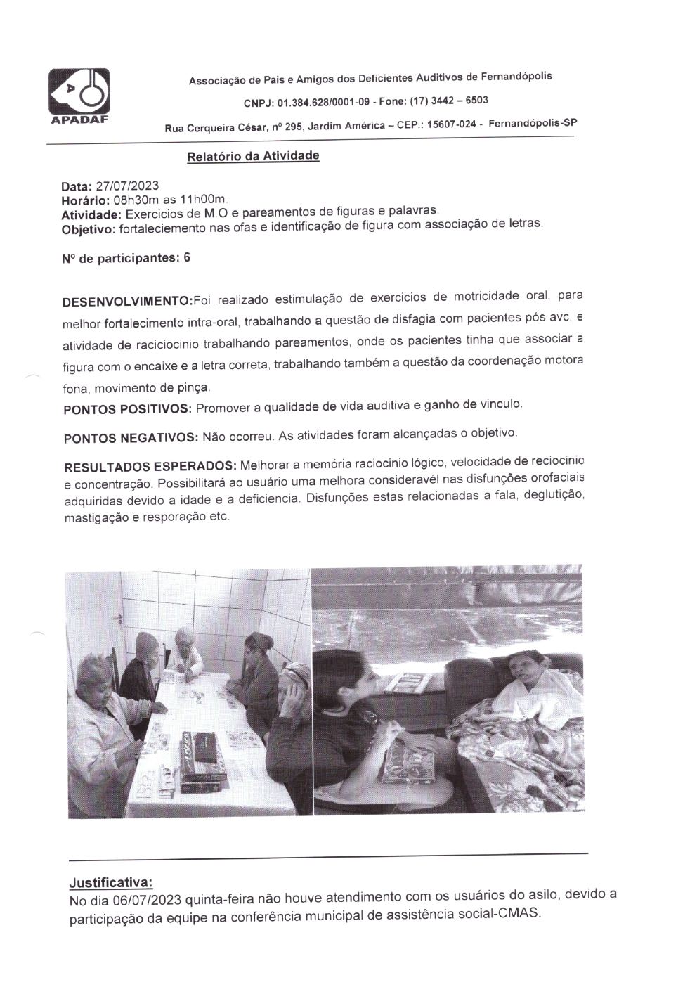 Página 19 de Prestação de Contas Mensal — Projeto Escutar — 6ª Parcela — Agosto/2023