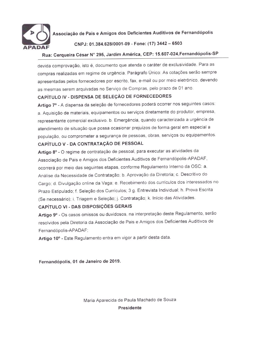 Página 2 de Regulamento de Compras e Contratação de Pessoal