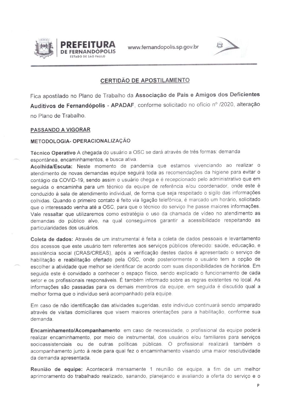 Página 1 de Certidão de Apostilamento — Metodologia e Operacionalização (COVID-19) — 2020