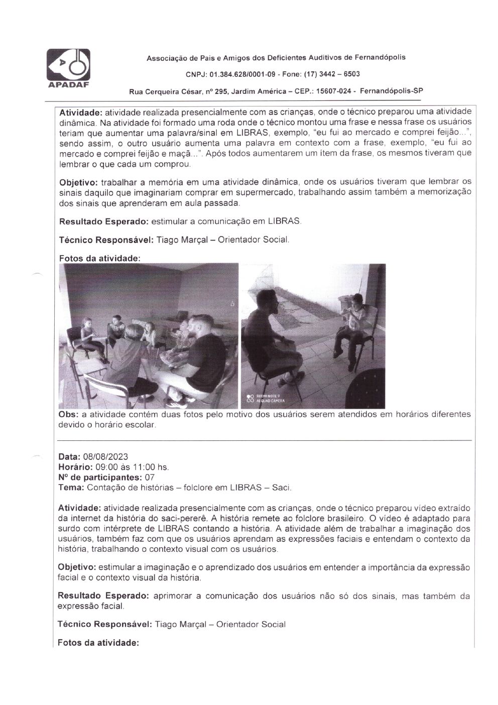 Página 8 de Prestação de Contas Mensal — Habilitação e Reabilitação — 8ª Parcela — Setembro/2023