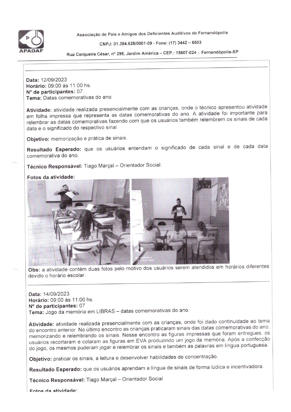 Página 8 de Prestação de Contas Mensal — Habilitação e Reabilitação — 9ª Parcela — Outubro/2023