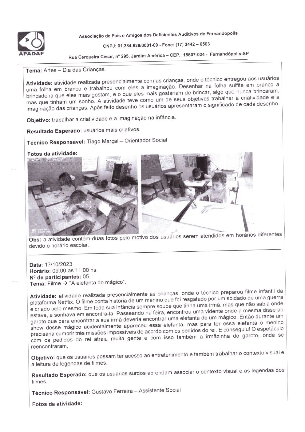 Página 9 de Prestação de Contas Mensal — Habilitação e Reabilitação — 10ª Parcela — Novembro/2023