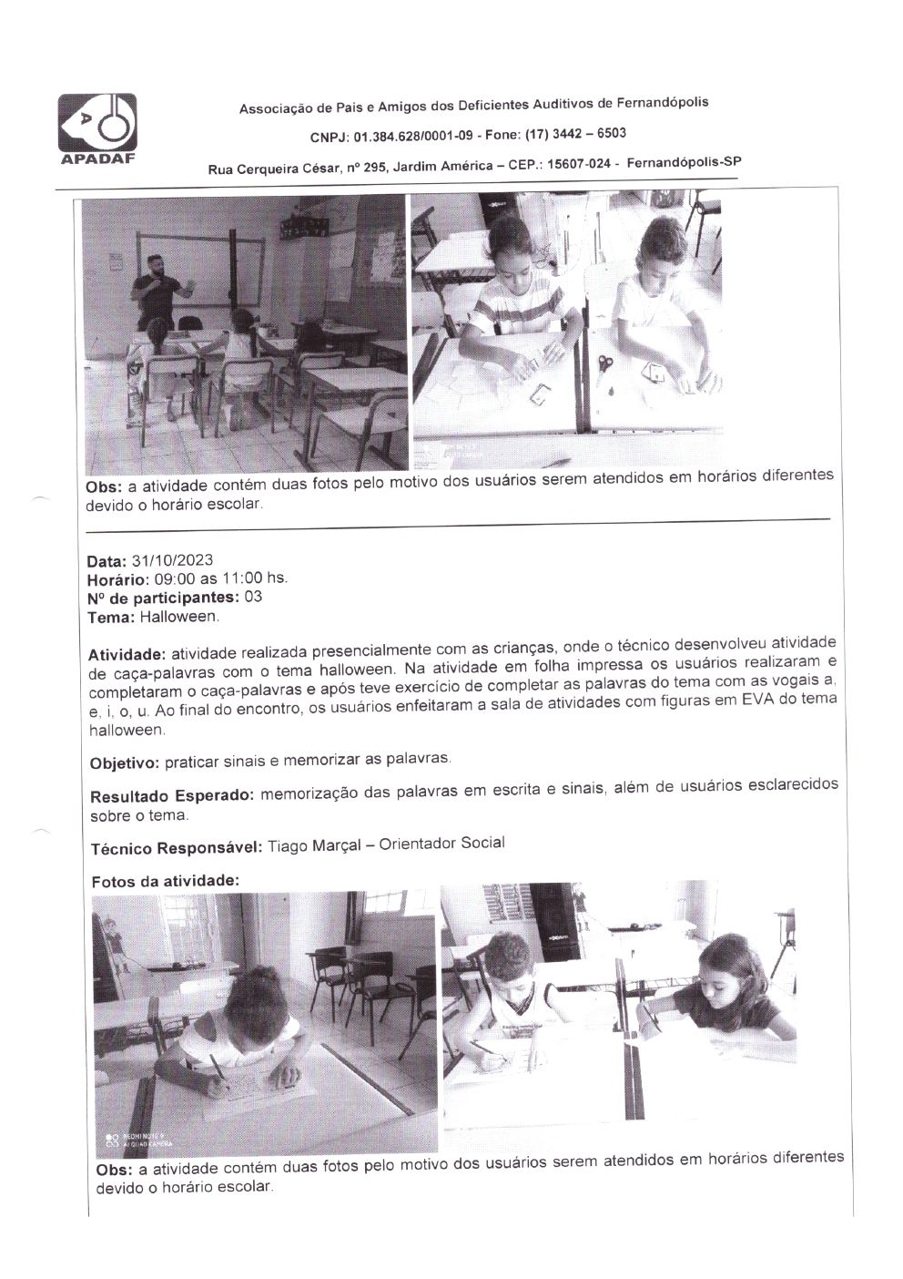 Página 12 de Prestação de Contas Mensal — Habilitação e Reabilitação — 10ª Parcela — Novembro/2023