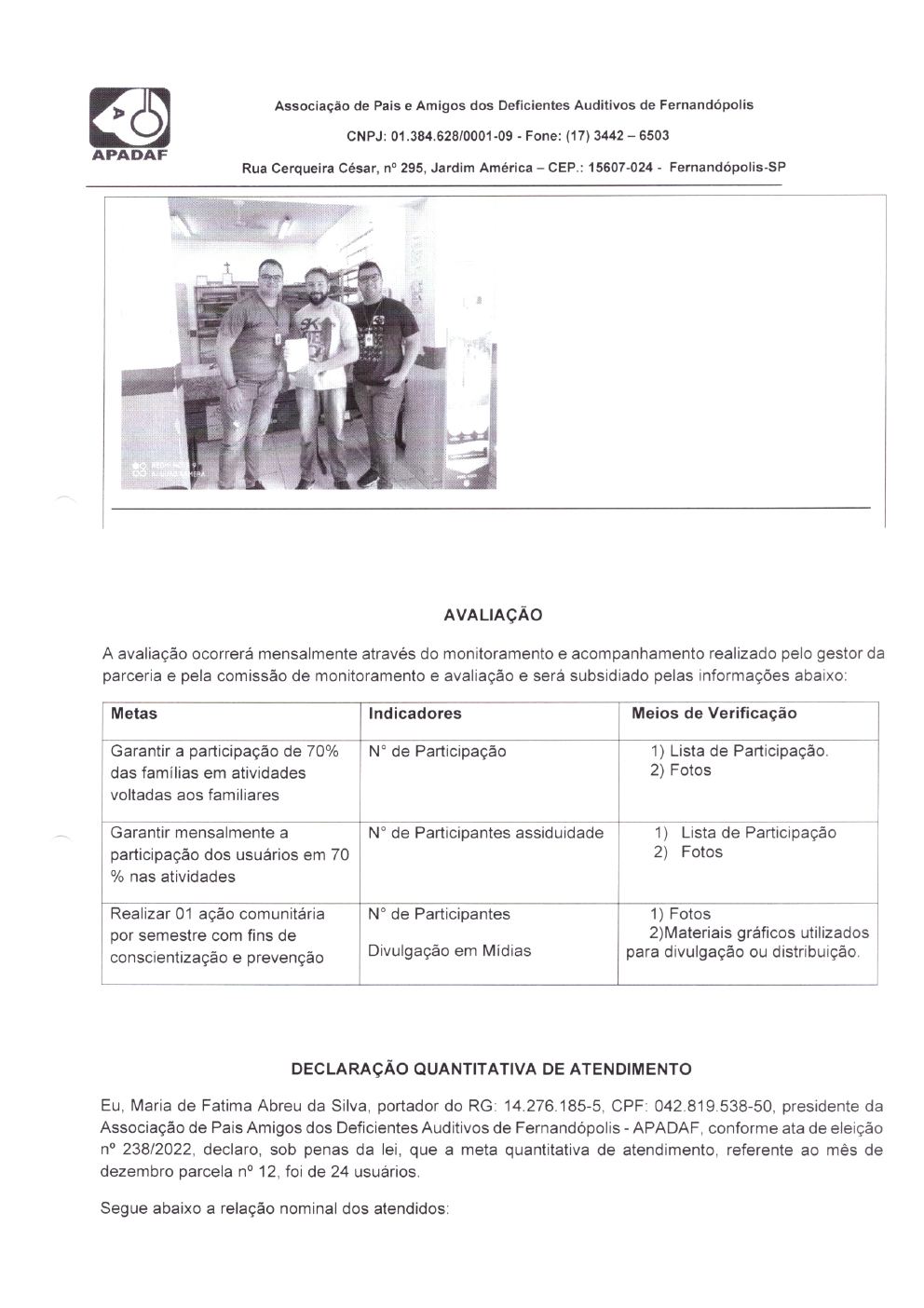 Página 22 de Prestação de Contas Mensal — Habilitação e Reabilitação — 12ª Parcela — Janeiro/2024