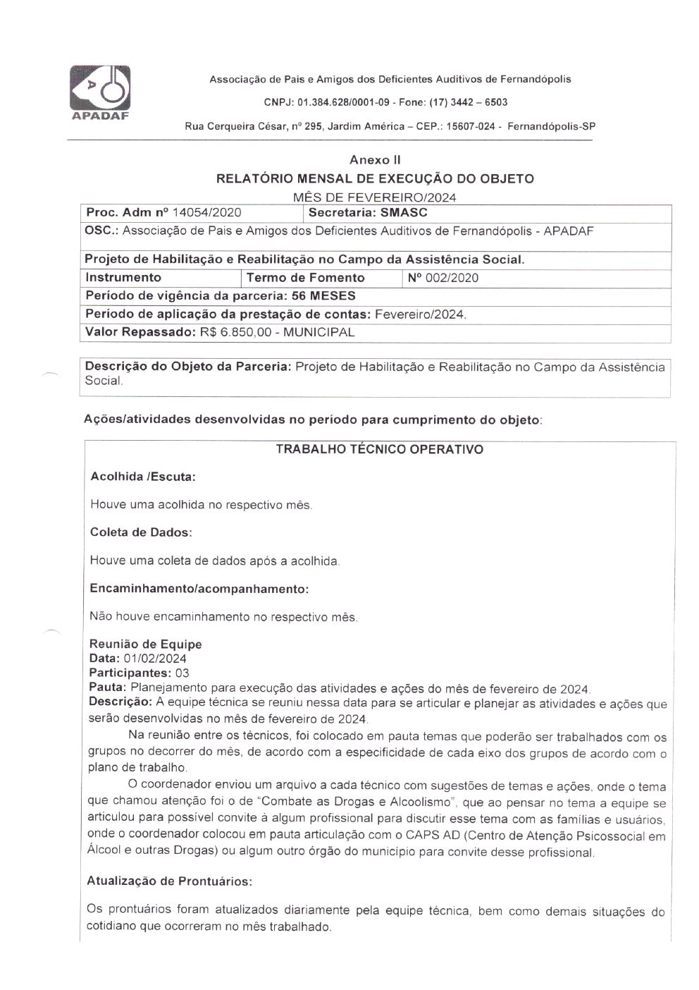 Página 13 de Prestação de Contas Mensal — Habilitação e Reabilitação — 2ª Parcela — Maio/2024