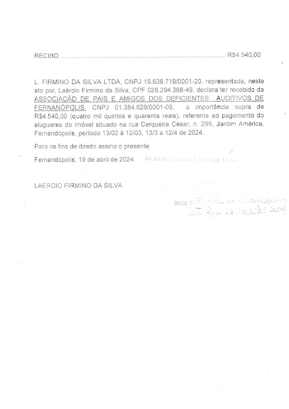 Página 10 de Prestação de Contas Mensal — Habilitação e Reabilitação — 3ª Parcela — Maio/2024