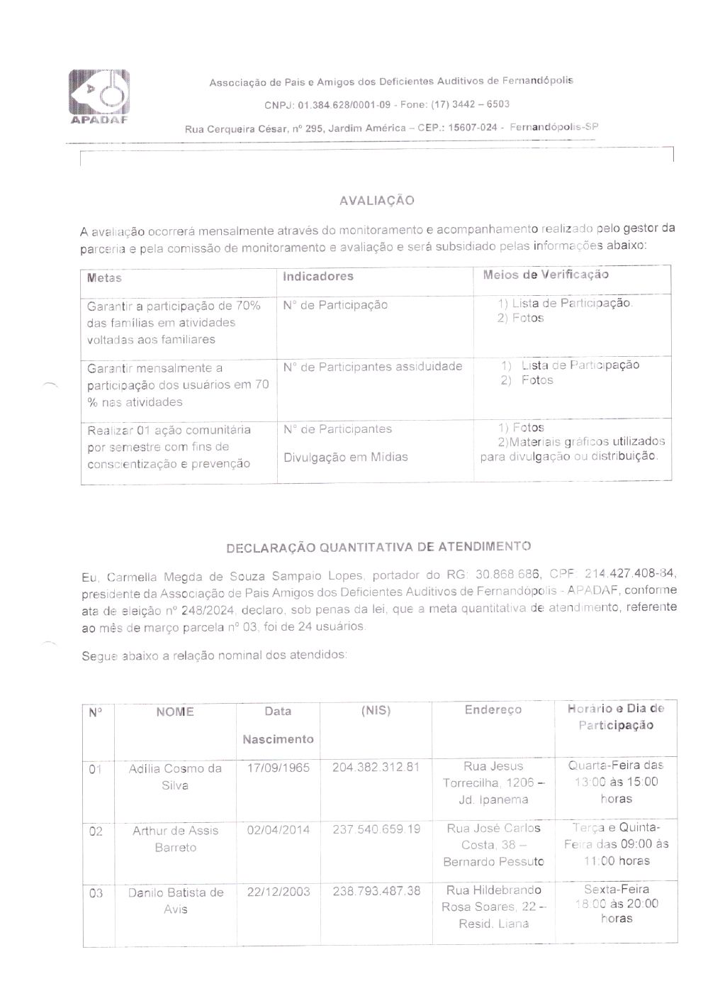 Página 27 de Prestação de Contas Mensal — Habilitação e Reabilitação — 3ª Parcela — Maio/2024