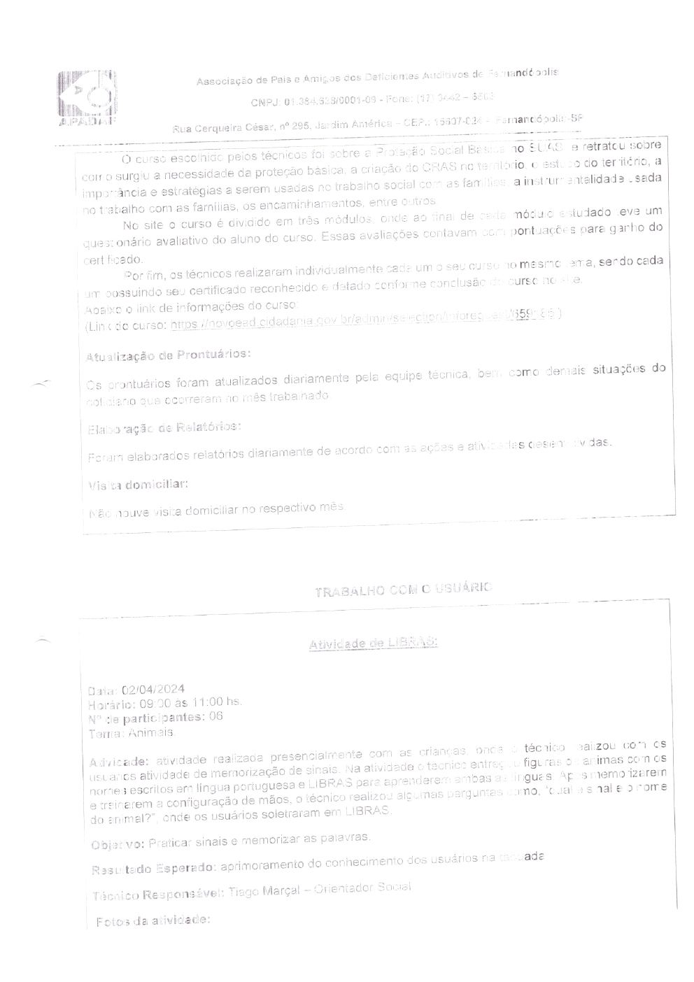 Página 7 de Prestação de Contas Mensal — Habilitação e Reabilitação — 4ª Parcela — Maio/2024