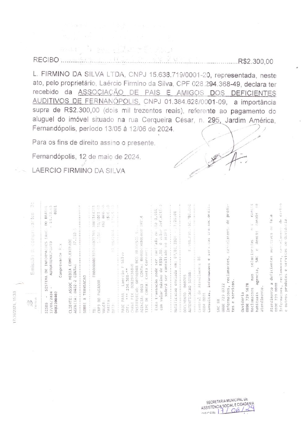 Página 10 de Prestação de Contas Mensal — Habilitação e Reabilitação — 5ª Parcela — Junho/2024