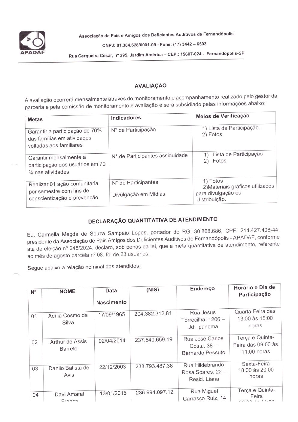 Página 18 de Prestação de Contas Mensal — Habilitação e Reabilitação — 8ª Parcela — Setembro/2024