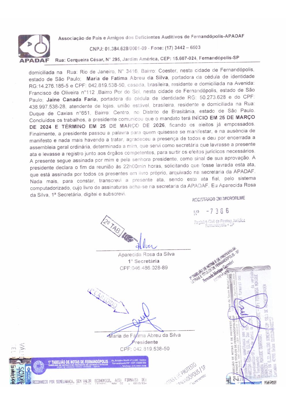 Página 2 de Ata da 248ª Assembleia Geral Ordinária — Eleição da Diretoria — 2024