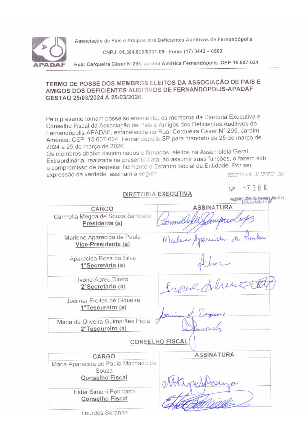 Página 4 de Ata da 248ª Assembleia Geral Ordinária — Eleição da Diretoria — 2024