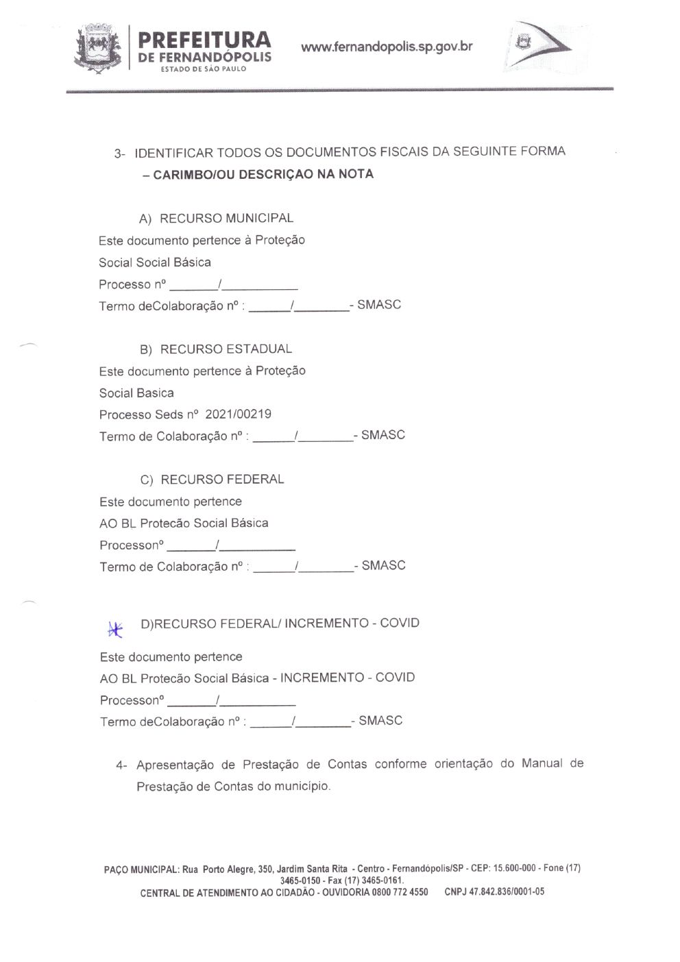 Página 4 de Justificativa para Não Formalização do Aditivo — Incremento de Recurso Federal (COVID-19) — 2020