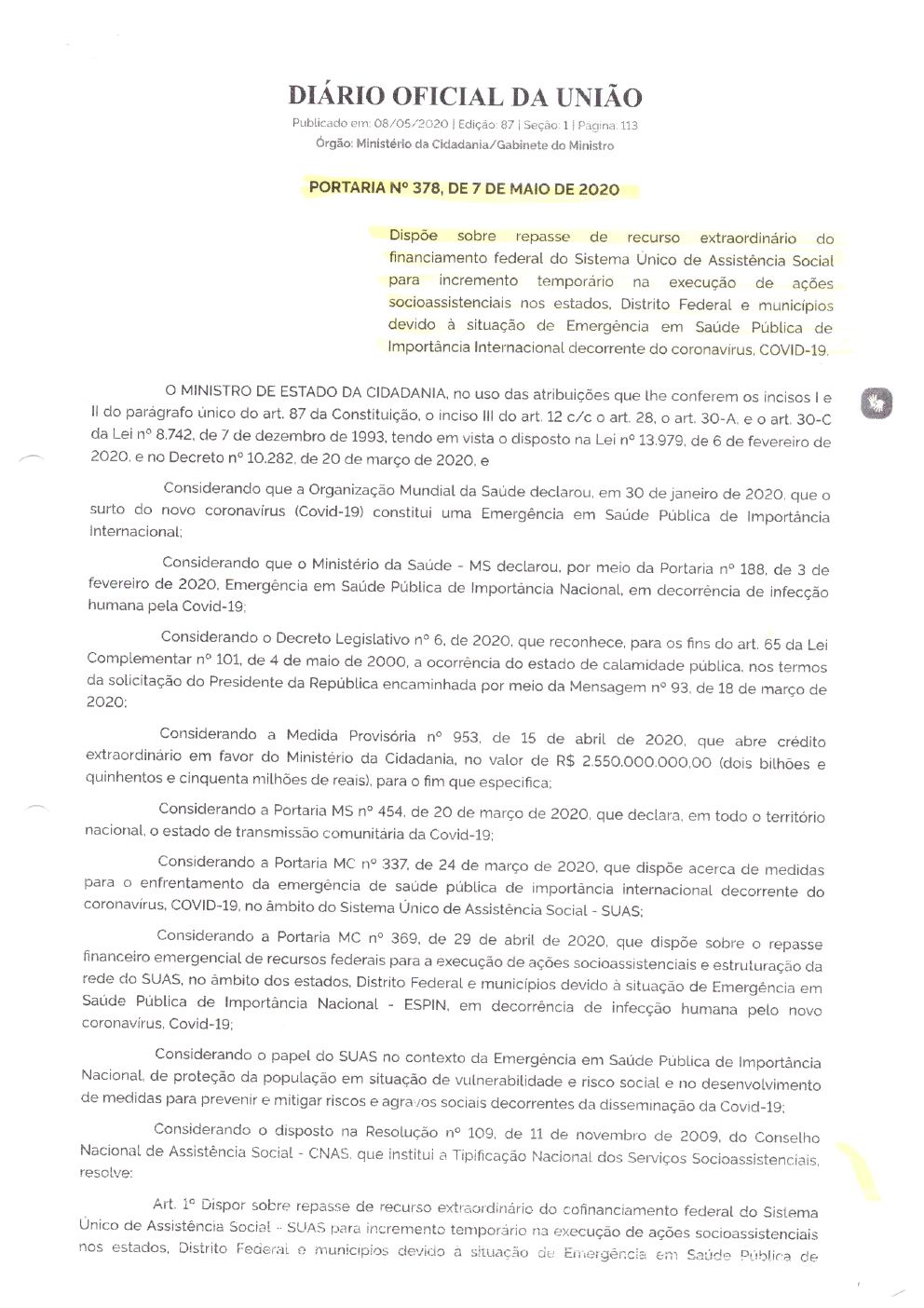 Página 6 de Justificativa para Não Formalização do Aditivo — Incremento de Recurso Federal (COVID-19) — 2020