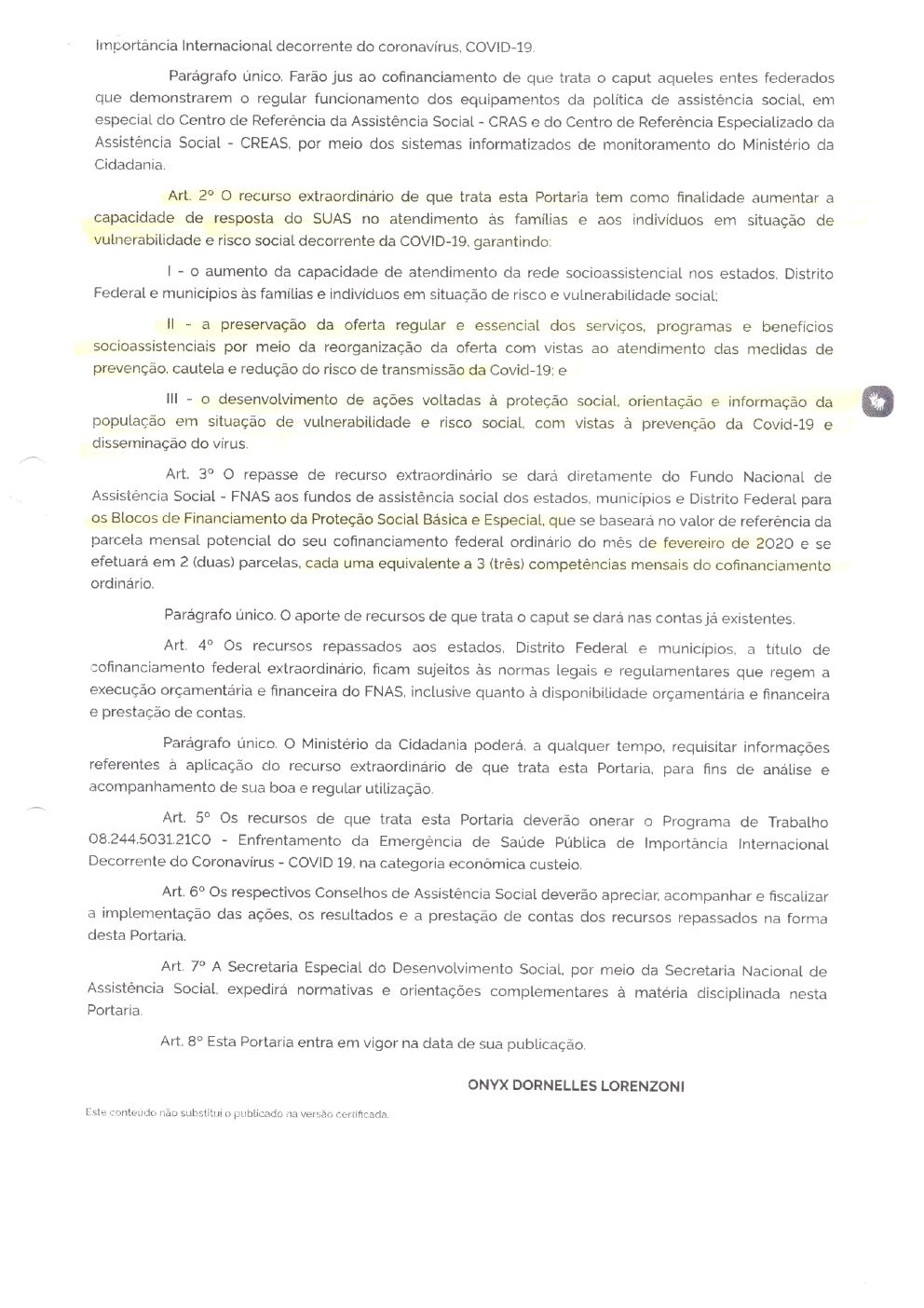 Página 7 de Justificativa para Não Formalização do Aditivo — Incremento de Recurso Federal (COVID-19) — 2020