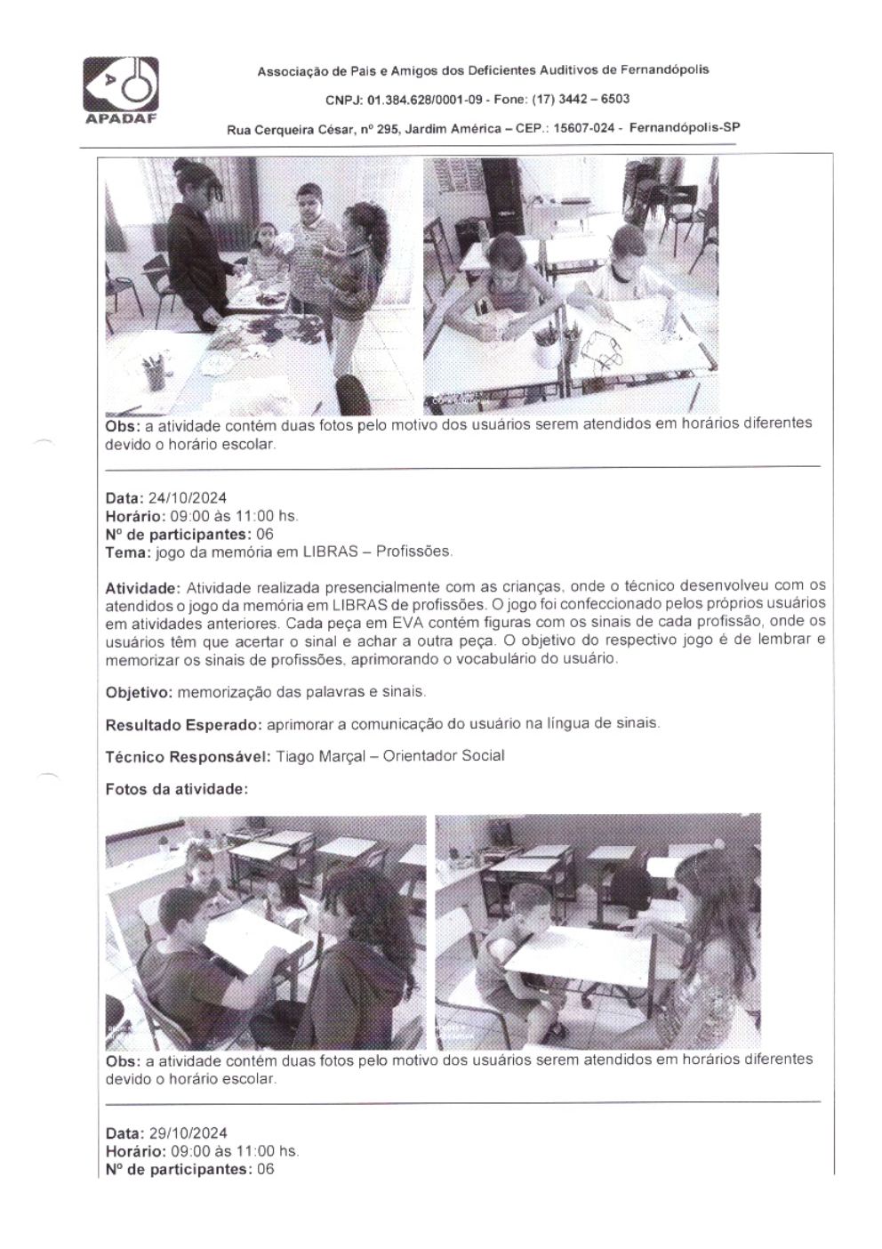 Página 8 de Prestação de Contas Mensal — Habilitação e Reabilitação — 10ª Parcela — Novembro/2024