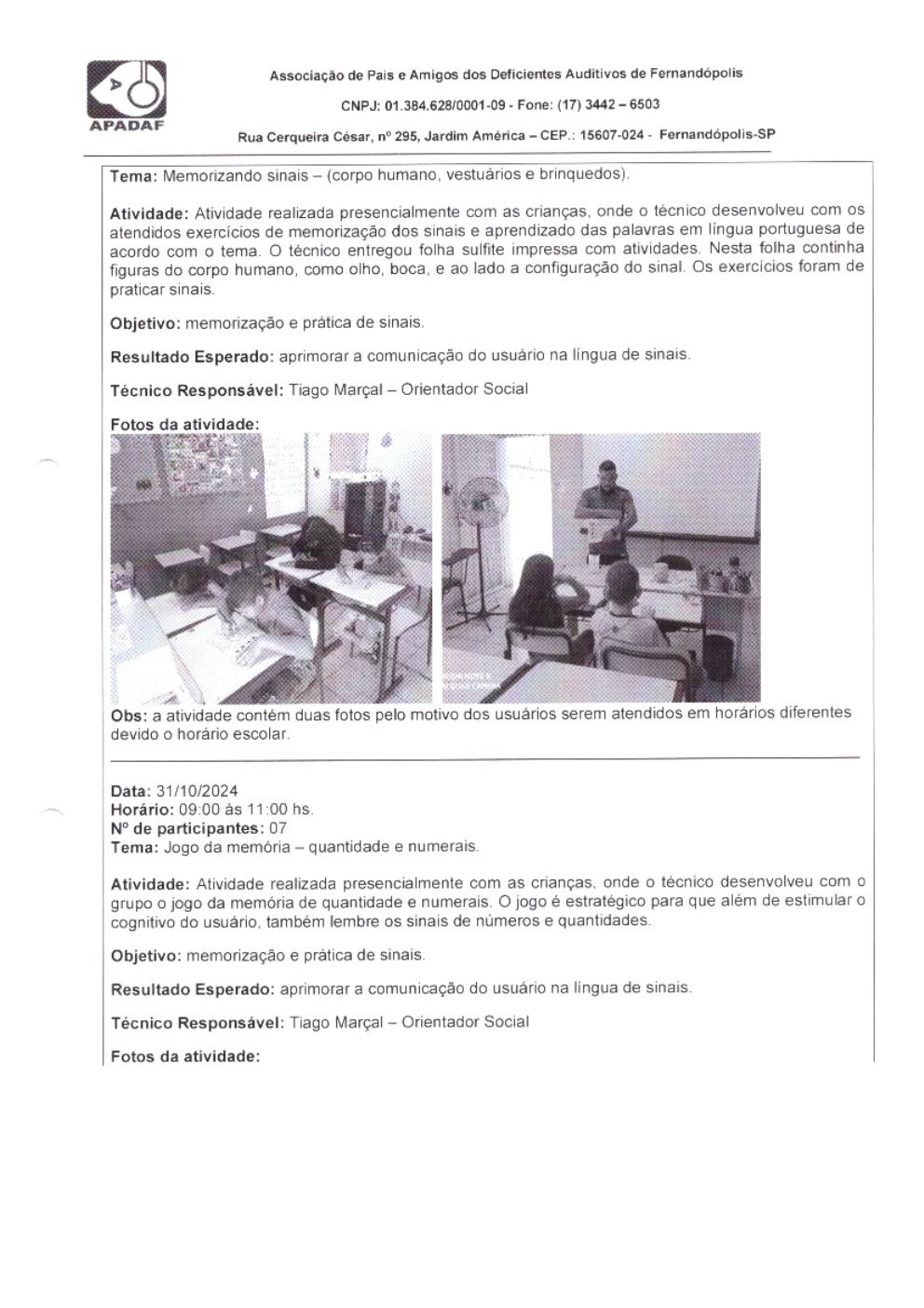 Página 9 de Prestação de Contas Mensal — Habilitação e Reabilitação — 10ª Parcela — Novembro/2024