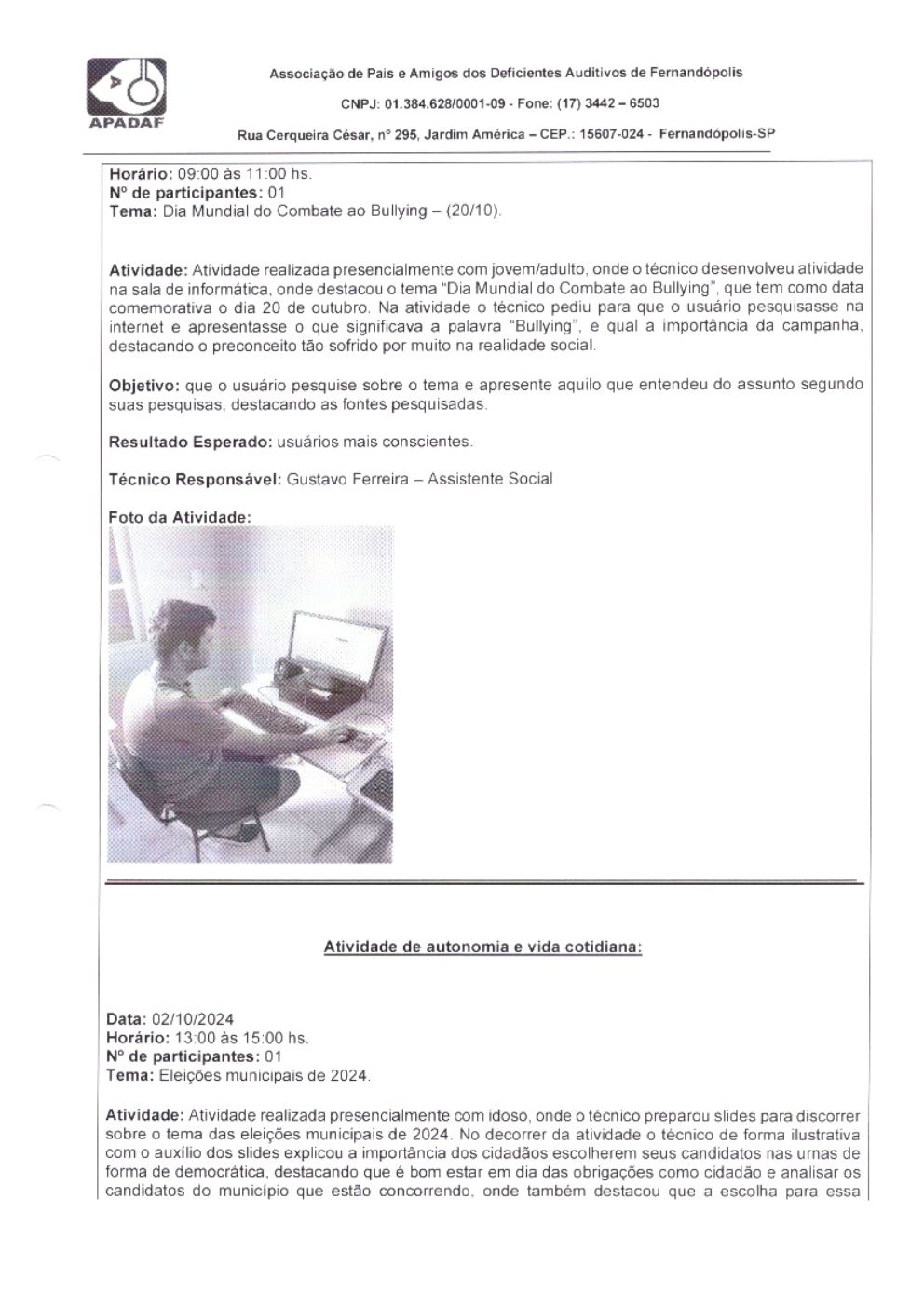 Página 12 de Prestação de Contas Mensal — Habilitação e Reabilitação — 10ª Parcela — Novembro/2024