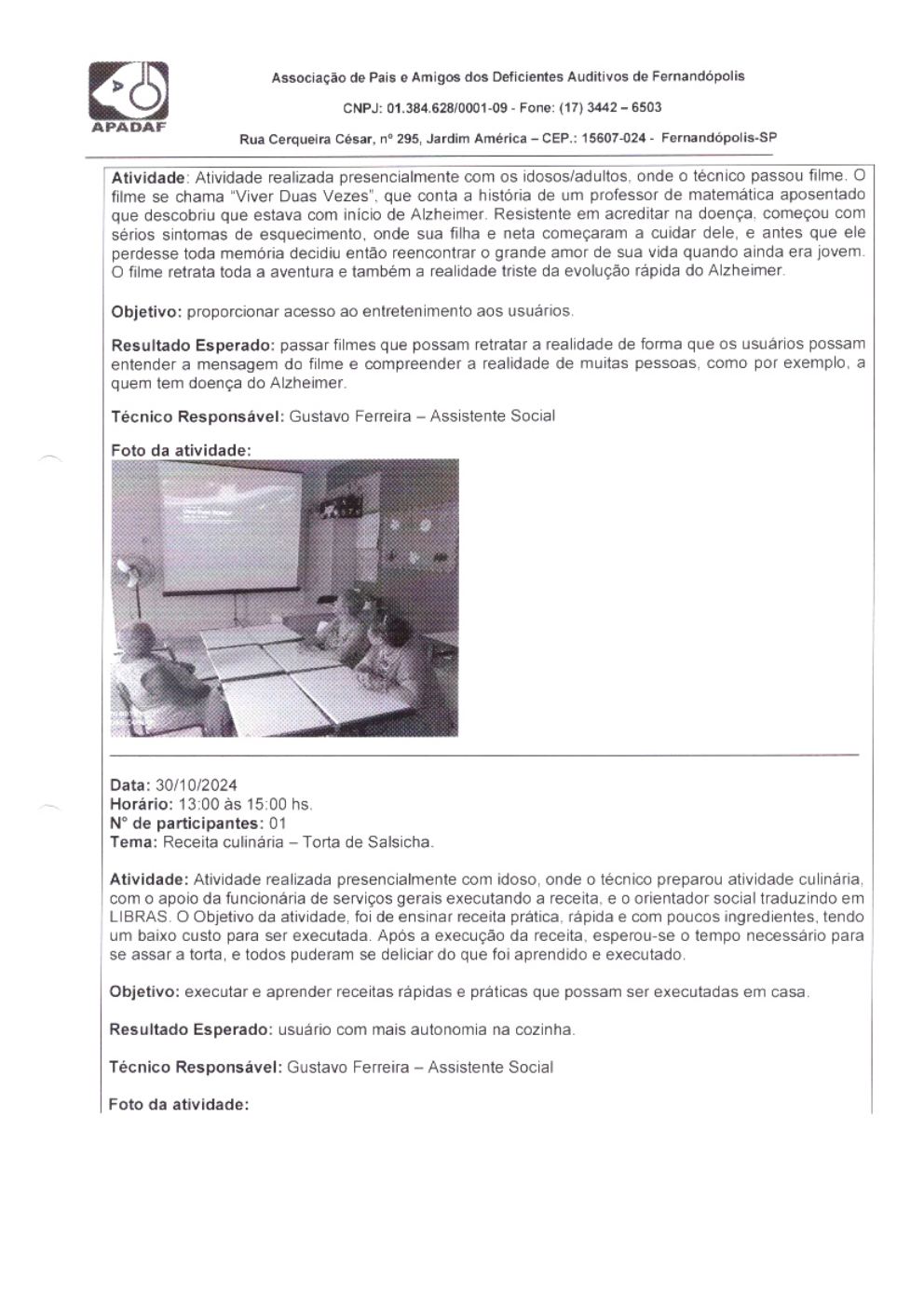 Página 15 de Prestação de Contas Mensal — Habilitação e Reabilitação — 10ª Parcela — Novembro/2024